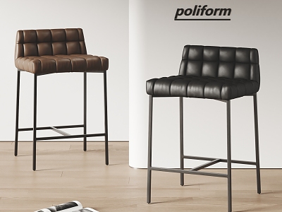 poliform Modern Bar Chair Leather Bar Chair 3d model