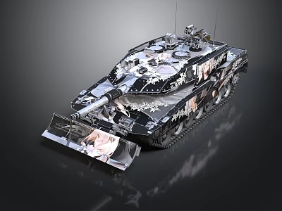 Modern Military Tank With Camouflage Paint Turret Gun Barrel And Tracks 3d model
