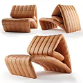 Modern Brown Leather Leisure Chair Featuring Unique Shape And Curved Design