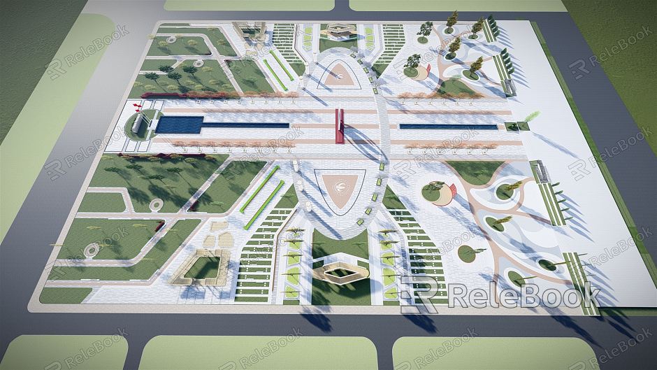 Modern Square Landscape Square Central Axis Landscape Front Guangguan Park Rest Landscape Site Landscape model