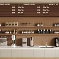 Café Interior With Expresso Coffee Menu Board Coffee Equipment And White Counter