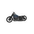 Black and Blue BMW Custom Motorcycle with Vintage Design Classic Seat and Black Tires