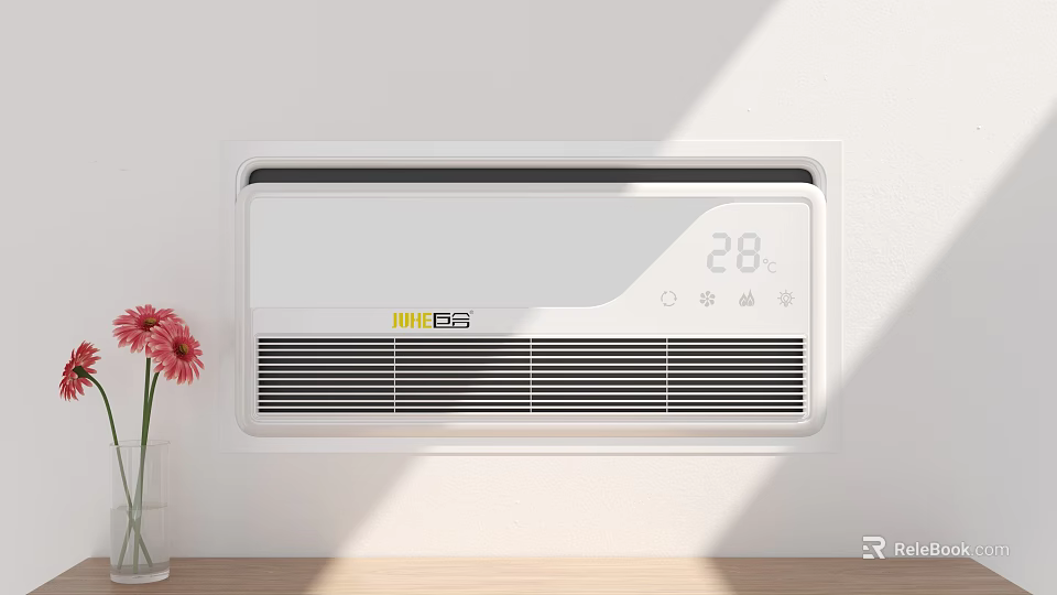 JHS ES Wall Mounted White Air Conditioner Fan With Digital Temperature 3d model