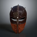 Medieval Leather Helmet Design With Spikes Stitches Wooden Face Guard And Rivets