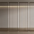 Modern Decorative Metal Room Divider With Perforated Grid Design For Interior Space 3d model
