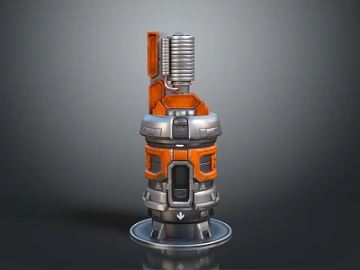 Modern Computer Cooling System With Orange And Silver Mechanical Design And Cooling Fins 3d model