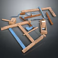 Essential Hardware Tools Collection Featuring Saw Hammer Wrench And Measuring Ruler 3d model
