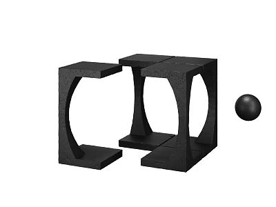 Modern Black Side Tables With Minimalist Geometric Design And Decorative Sphere 3d model