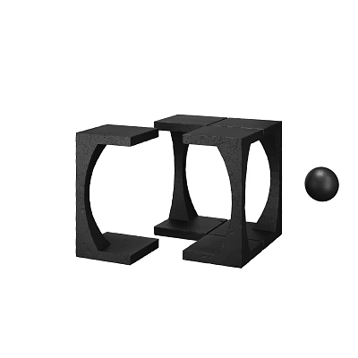 Modern Black Side Tables With Minimalist Geometric Design And Decorative Sphere 3d model