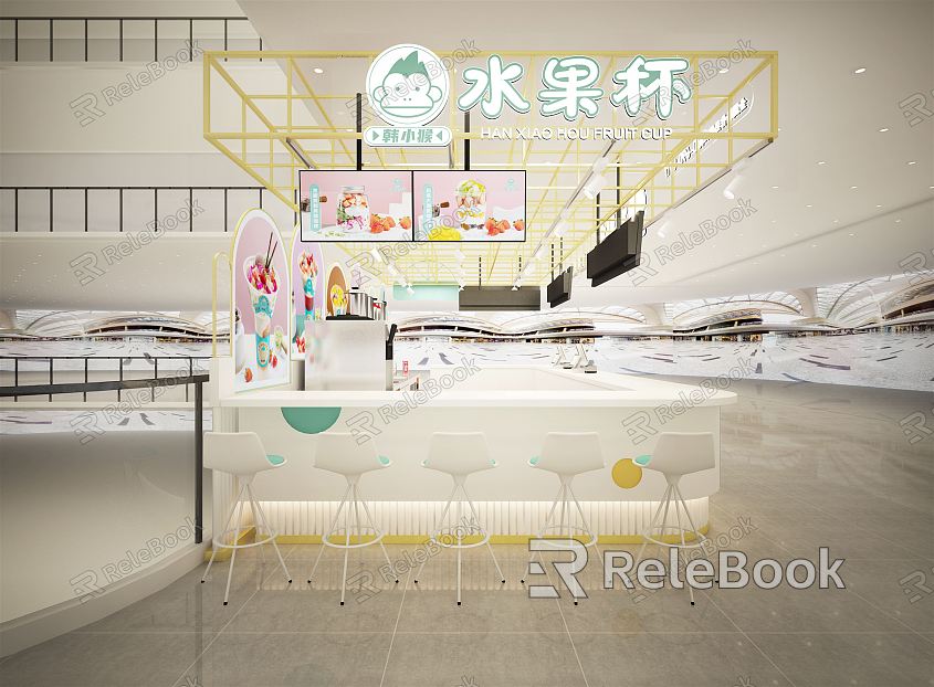 Modern Beverage Shop Fruit Yogurt Fishing model