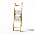 Bamboo Ladder Rail With Hanging Towels For Bathroom Interior Decor