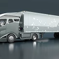 Modern Functional Semi Trailer Truck With Streamlined Design Silver Gray Body And White Patterns 3d model