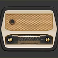 Vintage Computer Radio With Wooden Case Yellow Grille And Black Control Knobs