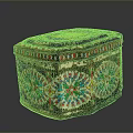 Ornate Decorative Box With Colorful Intricate Patterns And Metallic Accents