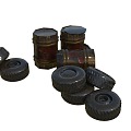 Oil drum tire scene component props 3d model