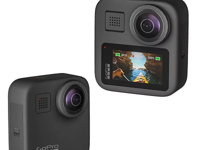 Two GoPro Action Cameras With Compact Black Design And HD Display Screens 3d model