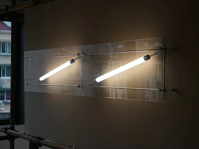 Modern Wall Lamp With Transparent Panel And Two Long Strip Warm Lights 3d model