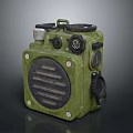 Vintage Green Electronic Radio Device With Knobs And Antenna Components