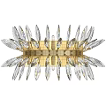 Elegant Crystal Chandelier With Gold Base And Slender Radiant Crystal Prisms Design