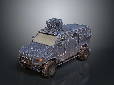 Armored Military Vehicle With Tactical Design Heavy Duty Off Road Tires And Roof Mounted Equipment 3d model