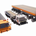 Functional Flatbed Vehicles Including Orange And White Trucks With Multiple Sizes 3d model