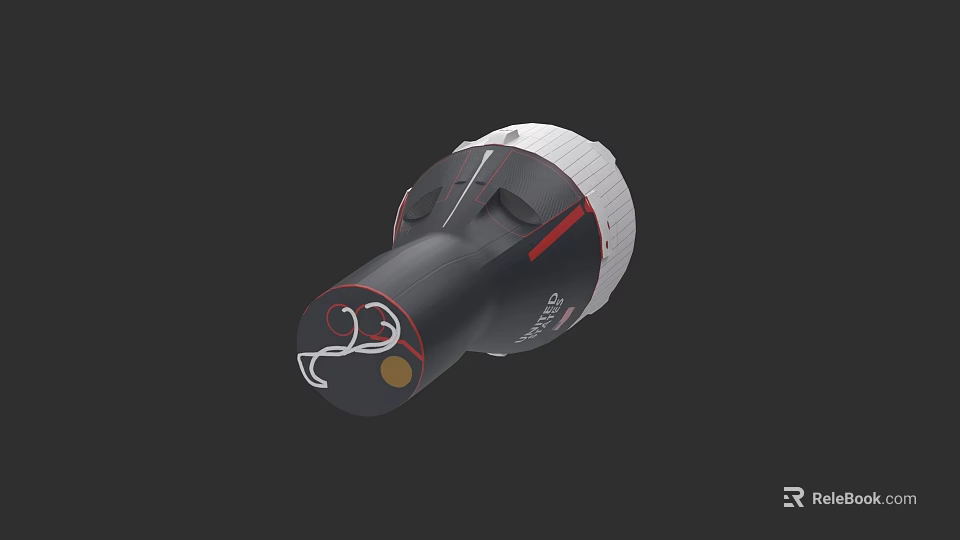 Modern Black And White Object With Red Accents And Curved Design Features 3d model 