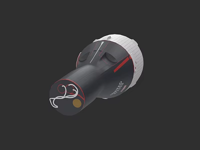 Modern Black And White Object With Red Accents And Curved Design Features 3d model