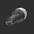 Modern Black And White Object With Red Accents And Curved Design Features
