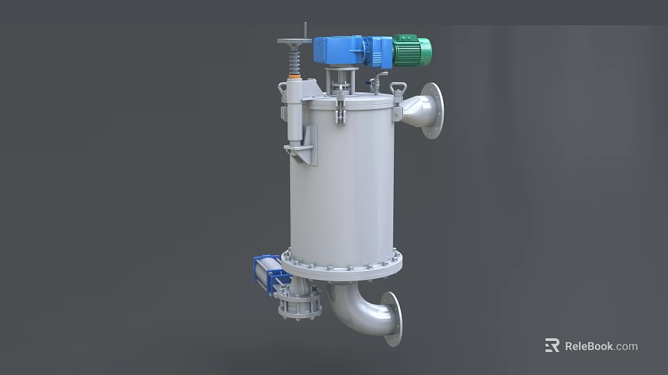 Industrial Self Cleaning Filter With Motorized Components And Pipe Connections 3d model 