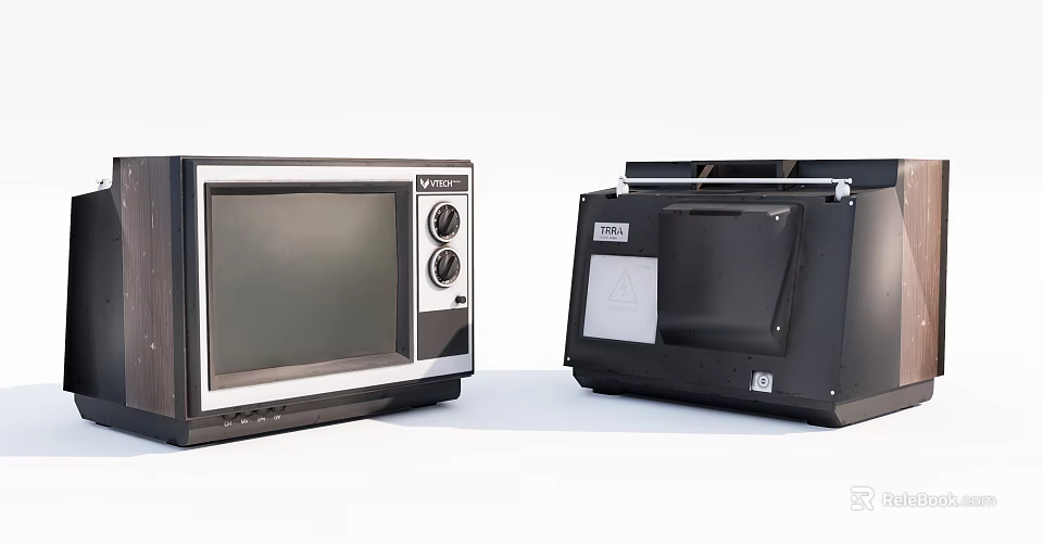 Vintage Television with Retro Control Knobs Classic Screen and Black Silver Casing 3d model 