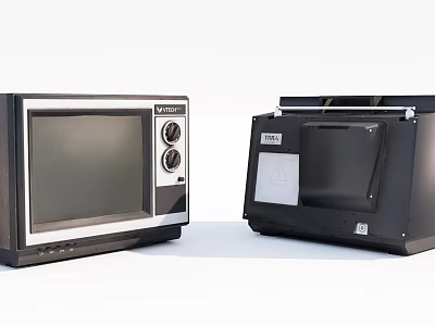 Vintage Television with Retro Control Knobs Classic Screen and Black Silver Casing 3d model