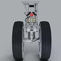 Aircraft Landing Gear Dual Tires With Silver Rims And Metal Components