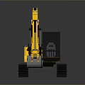 Yellow CAT Excavator Model With Black Tracks And Front Bucket