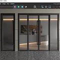 Modern Glass Double Doors With Metal Frame And Interior Reception Counter