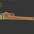 Red Pipe Wrench Tool Placed On Black Reflective Surface Background