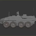 Gray Six Wheeled Armored Vehicle With Operator And Antennas On Top