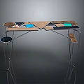 Modern Artistic Table Design With Colorful Geometric Panels And Metal Legs