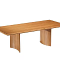 Modern Bamboo Dining Table With Rectangular Top And Curved Legs Design 3d model
