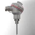 Industrial Temperature Sensor With Gray Housing And Red Stripe Probe
