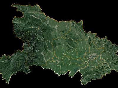 Artistic Wall Decor Map With Green Terrain Yellow Outline And Mountainous Regions 3d model