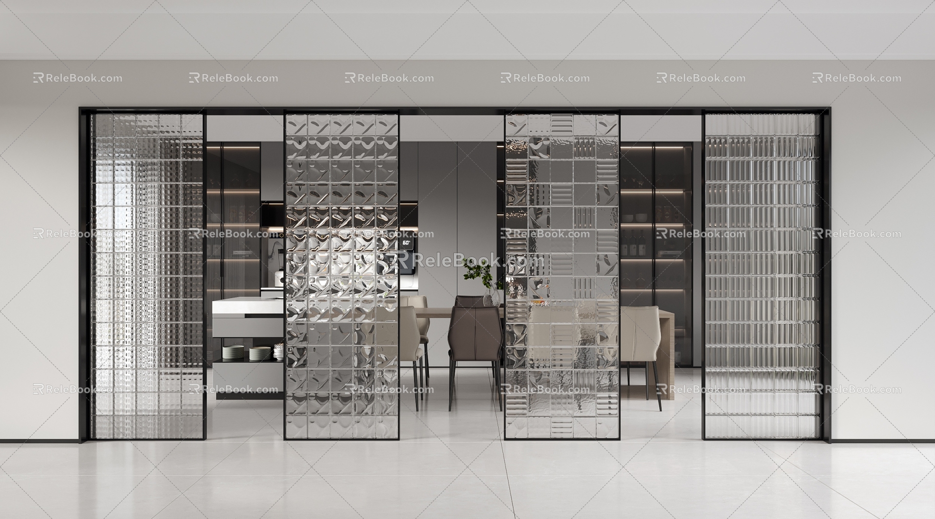 Modern glass partition 3d model