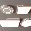 Modern Ceiling Lights With Round And Square Shapes White Panel And Golden Frame 3d model