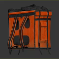 Orange Storage Tote Bag With Black Straps And Multiple Compartments Design 3d model