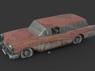 Vintage Rusty Old Car Exterior With Worn Body And Classic Design 3d model