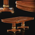 Elegant Wooden Dining Table With Carved Details And Golden Accent Legs