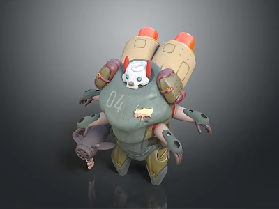 Game And Movie Character With Mechanical Multiple Arms Green Red Armor Plated Body Number 04 3d model