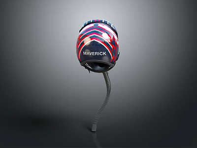 Stylish Maverick Sports Helmet with Striped Design and Red Blue Purple Colors for Protection 3d model