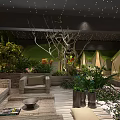 Hotel Public Lounge Area Featuring Green Plants Tents Wooden Flooring And Decorative Tree