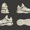 White Sports Sneakers With Thick Sole And Modern Lace Up Design