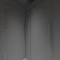 Modern Bathroom Interior With Glass Shower Enclosure White Toilet Wall Cabinet And Ambient Lighting